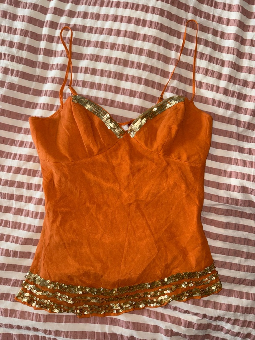 WD.NY Orange and gold silk top